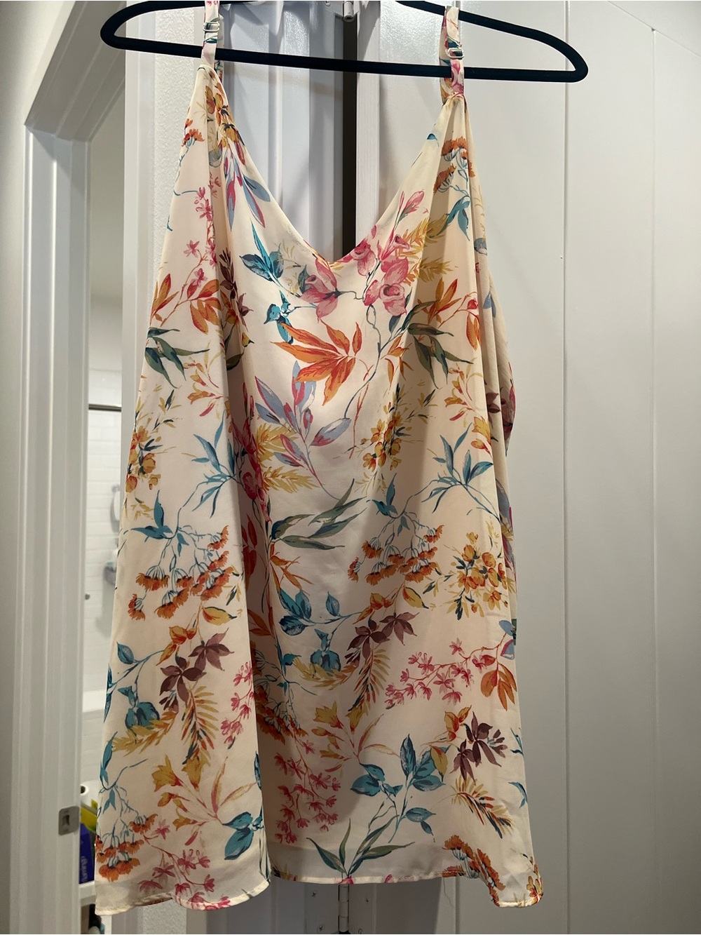 torrid Cream Floral Satin Cowl Neck Tank
